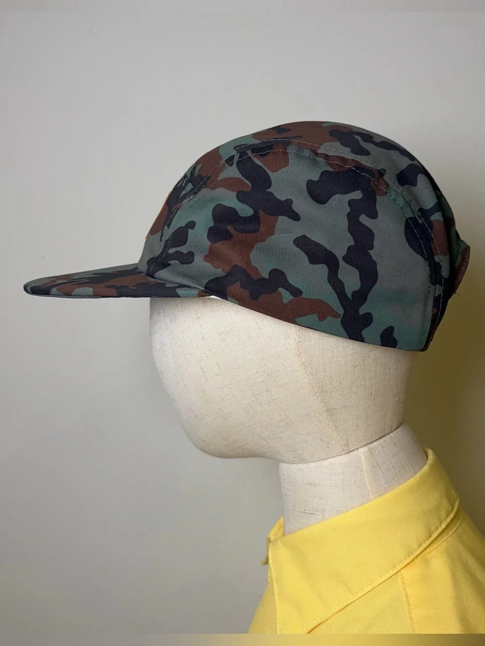 Boys Camo Print 5-Panel Hat with Mountain Patch NWOT One Size